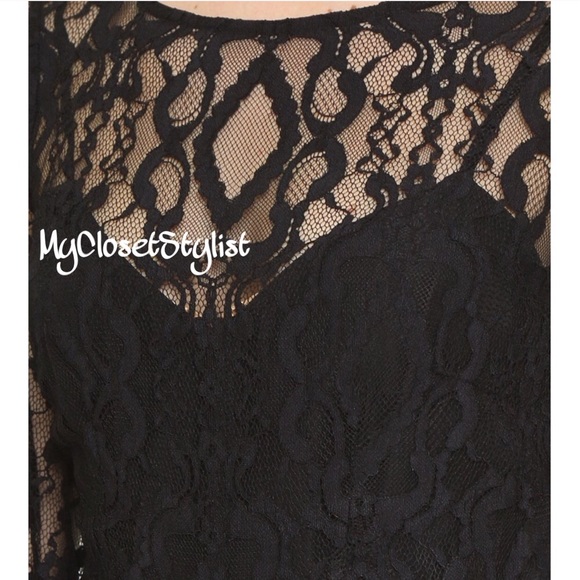 FREE PEOPLE Flared Bells Sleeves Black Lace Dress2 - Picture 2 of 3